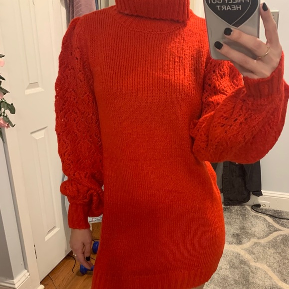 Red Francois turtle neck dress sale - Picture 5 of 12